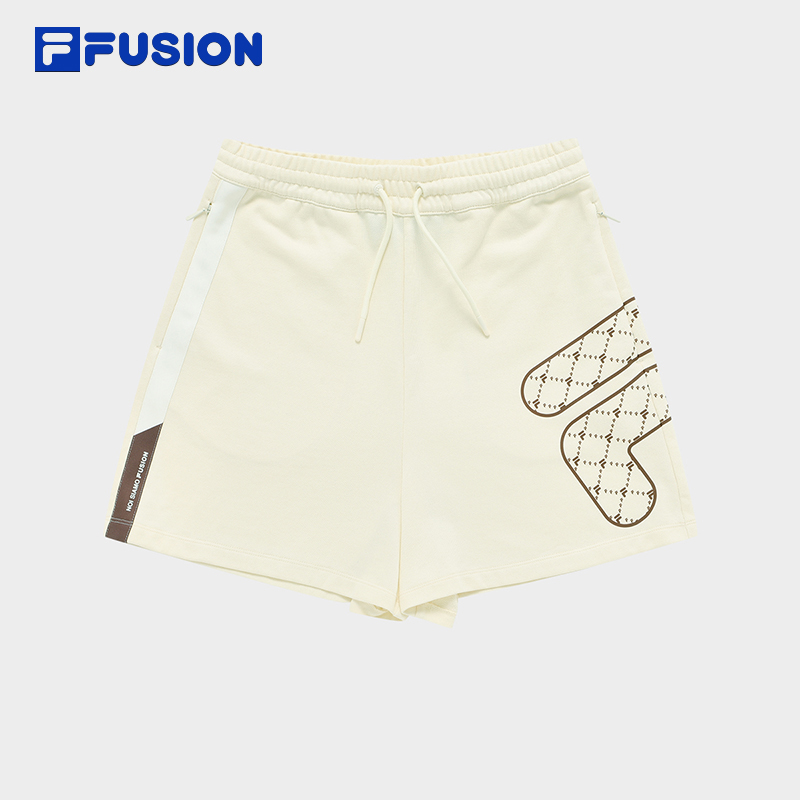 FILA FUSION斐乐潮牌女裤针织口袋短裤女夏季老花运动裤女士裤子 - 图0