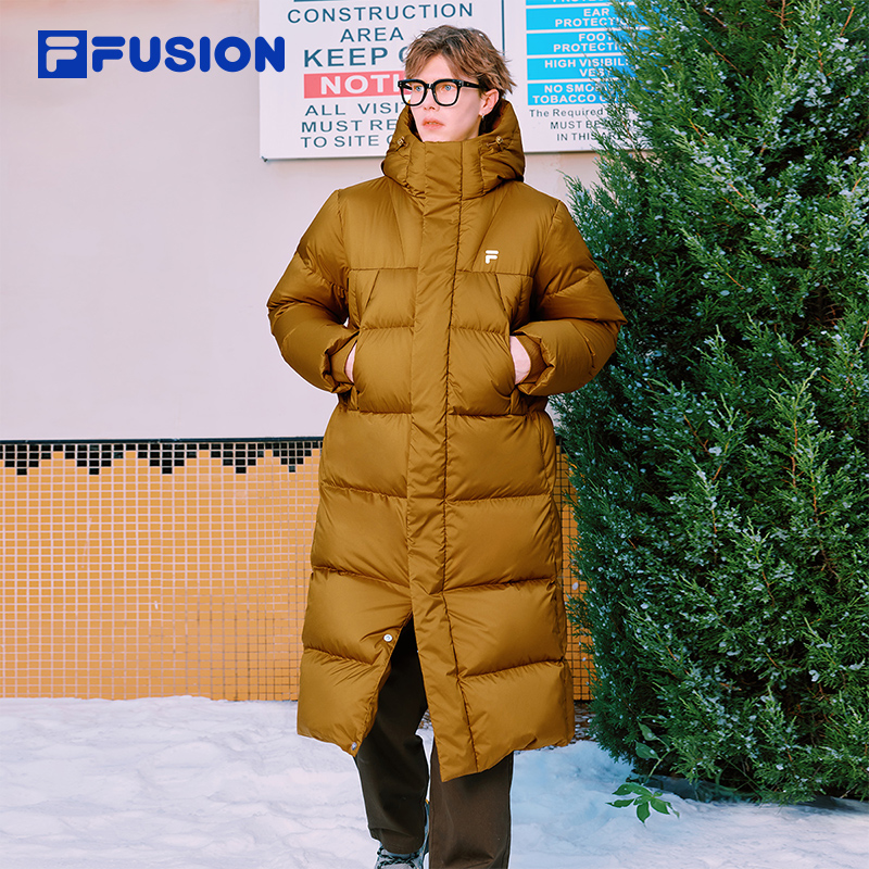 鹅绒FILA FUSION斐乐情侣款长款羽绒服2025冬季新款抗寒保暖外套 - 图3