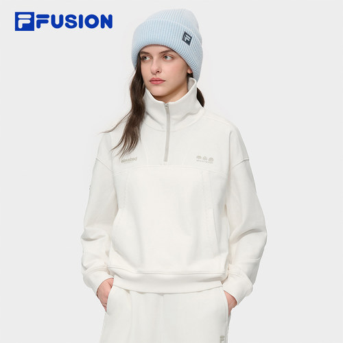 FILA FUSION斐乐潮牌女子套头卫衣官方冬季新款休闲针织长袖上衣 - 图0