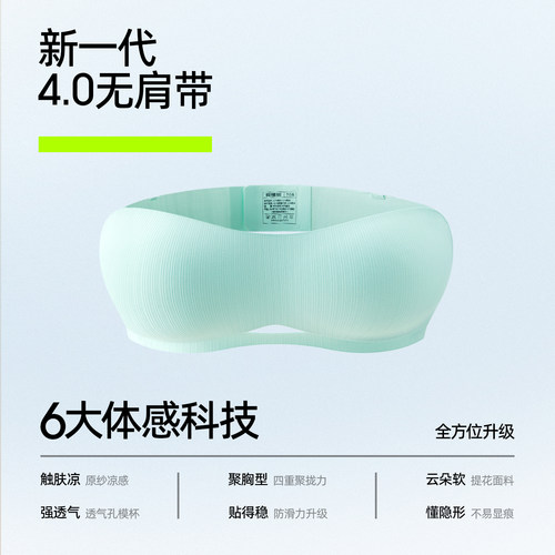 有棵树凉感无肩带内衣女防滑隐形抹胸聚拢透气欧若风文胸2025新款 - 图0