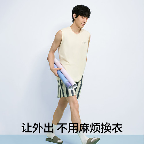 有棵树男士背心睡衣套装2025夏冰丝凉感睡衣男款家居服背心套装 - 图3
