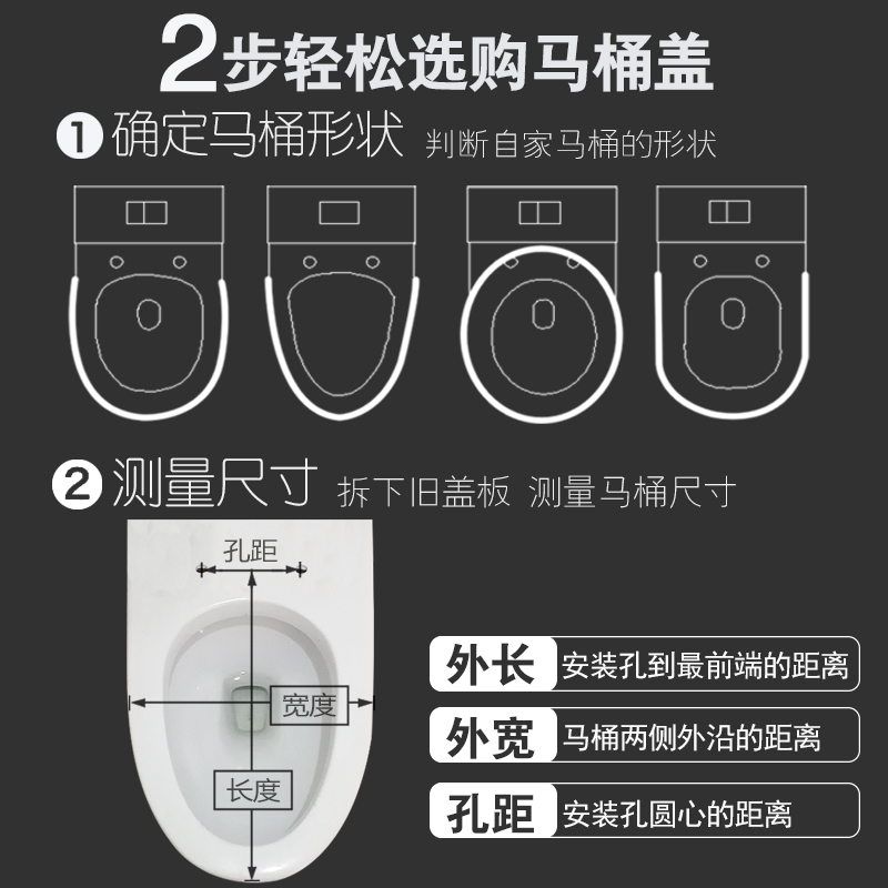 马桶盖 家用 通用加厚座便盖子老式U型VO上装抽水坐便器盖板配件 - 图1