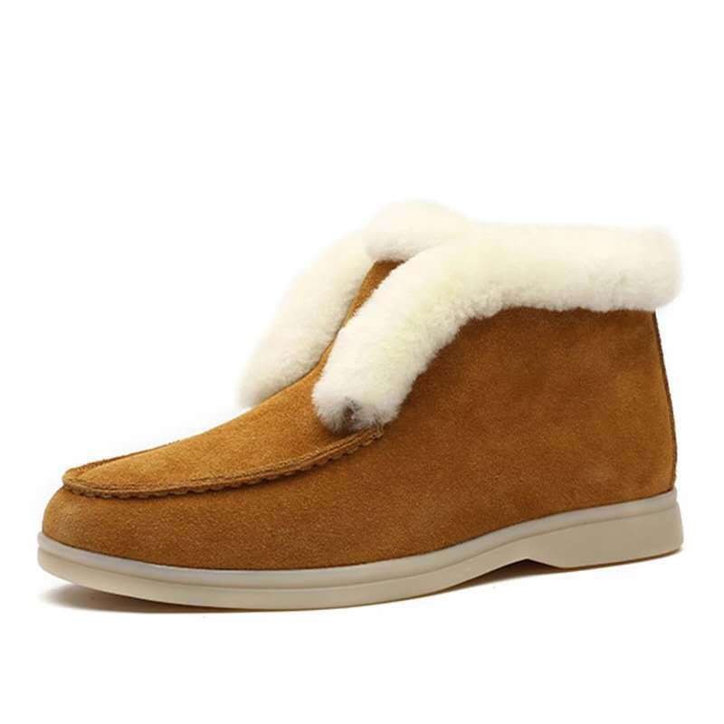 Ladies suede leather boots fur Warm winter shoes for women - 图1