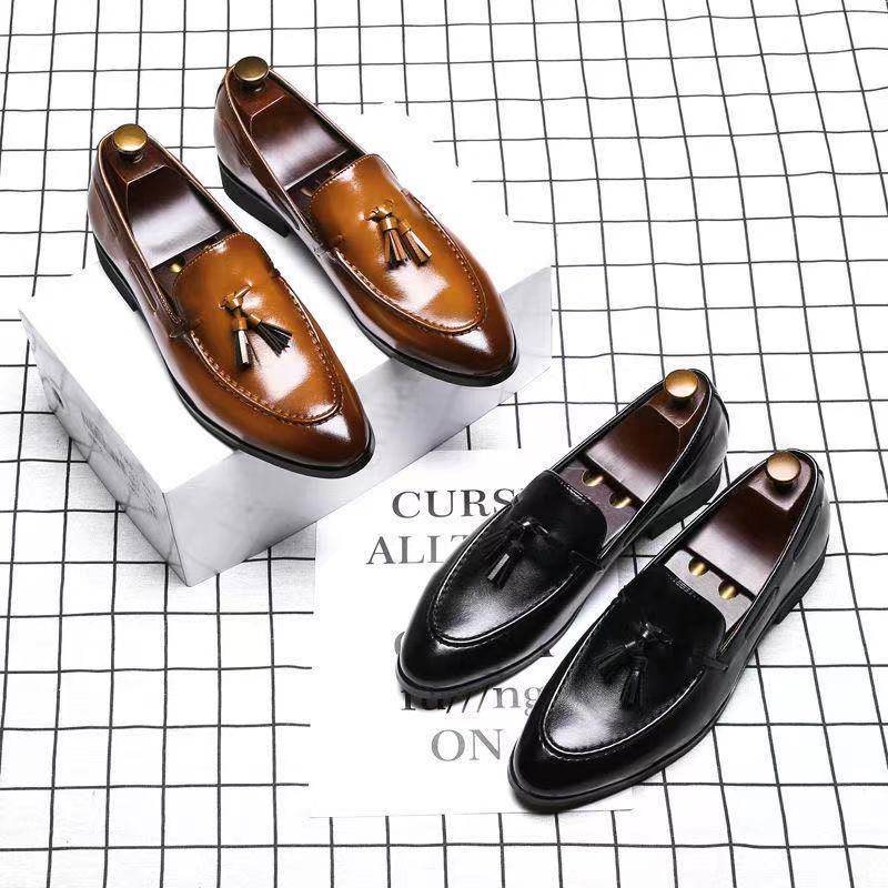 Men PU Leather Shoes Man Bussiness dress Shoes商务休闲皮鞋男 - 图0