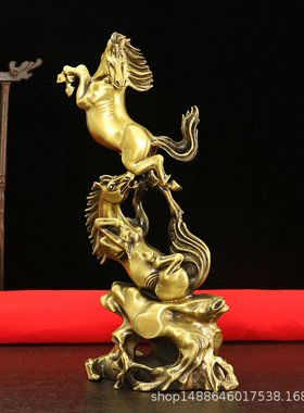 工厂直发黄铜生肖马双马摆件工艺品家居客厅摆设办公室桌面装饰品