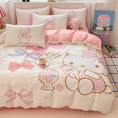 helloKitty女孩纯棉被套单件全棉儿童被罩公主风宿舍床上三四件套 - 图2