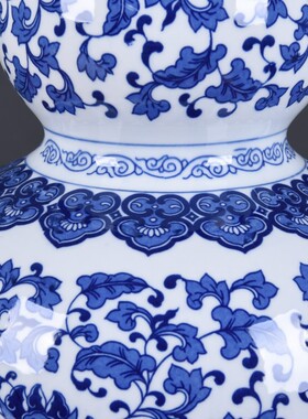 仿古陶瓷青花缠枝莲葫芦瓶景德镇陶瓷花瓶批发工艺品家居装饰摆件