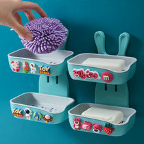 Children Double Double Soap Box Soap Case Soap Case Shelf Drain Wei Creative Cartoon Free of perforated shelves wall-mounted
