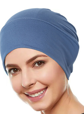 Turban cap new 弹力布牛奶丝套头帽 水晶麻头巾帽女士打底帽