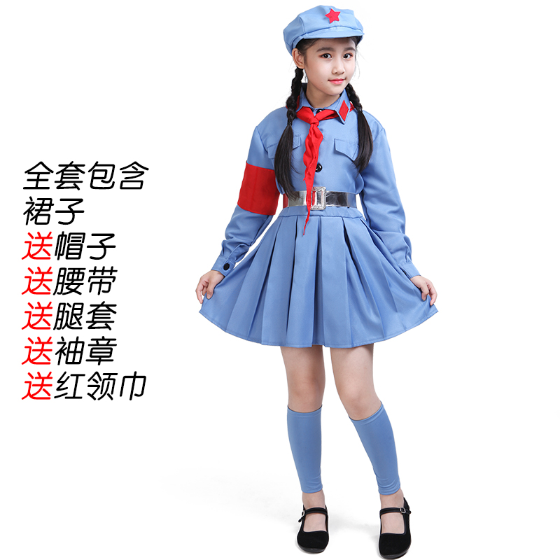 六一儿童演出服小红军合唱服幼儿园红星闪闪军装连衣裙八路舞蹈服