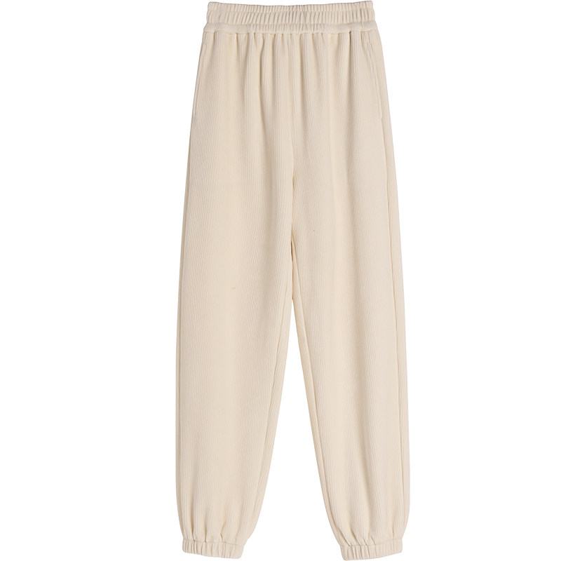 加绒卫裤冬白色宽松秋冬灯芯绒裤子 桑贝拉休闲裤