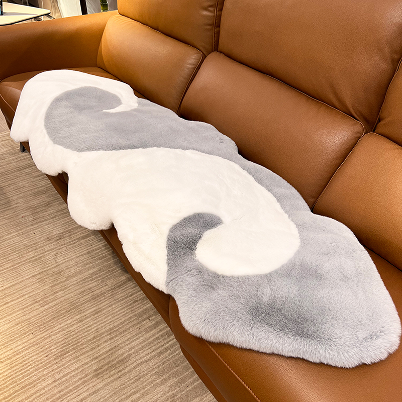 加厚卧室床边地毯仿兔毛轻奢毛绒地垫高级感不规则异形地毯撸猫感 - 图2