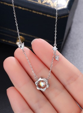 s999足银爱心灵动项链女莫比乌斯