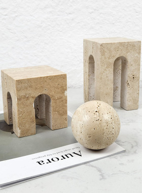 简约现代大理石小凳子摆件样板间客厅茶几电视柜书桌卧室家居饰品