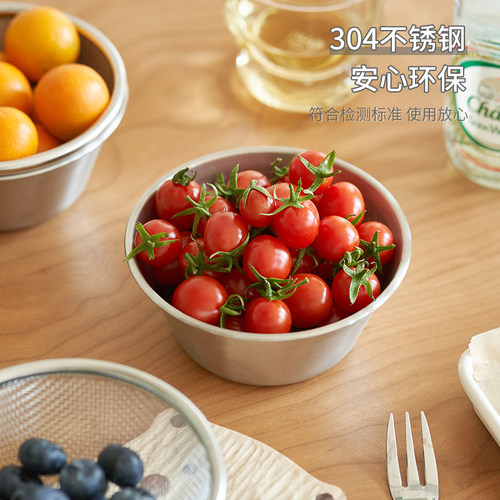 肆月304迷你不锈钢沥水篮小洗水果盘过滤漏碗网篮洗菜盆淘米神器 - 图0