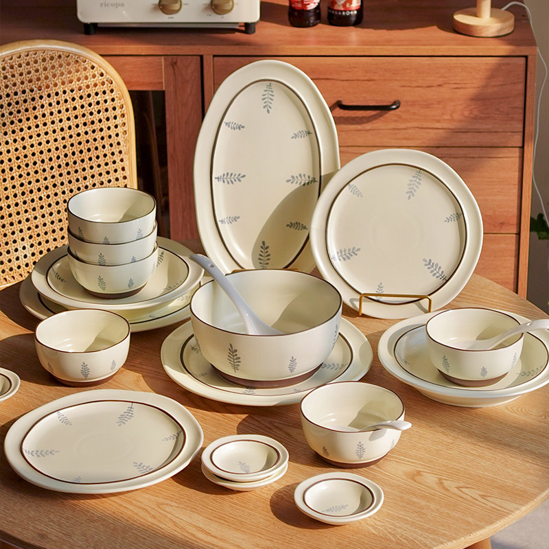 肆月简约菜盘陶瓷深盘精致盘子家用浅盘轻奢意面高级感盘碗碟套装,淘宝优惠券,粉丝福利购,淘宝优惠卷