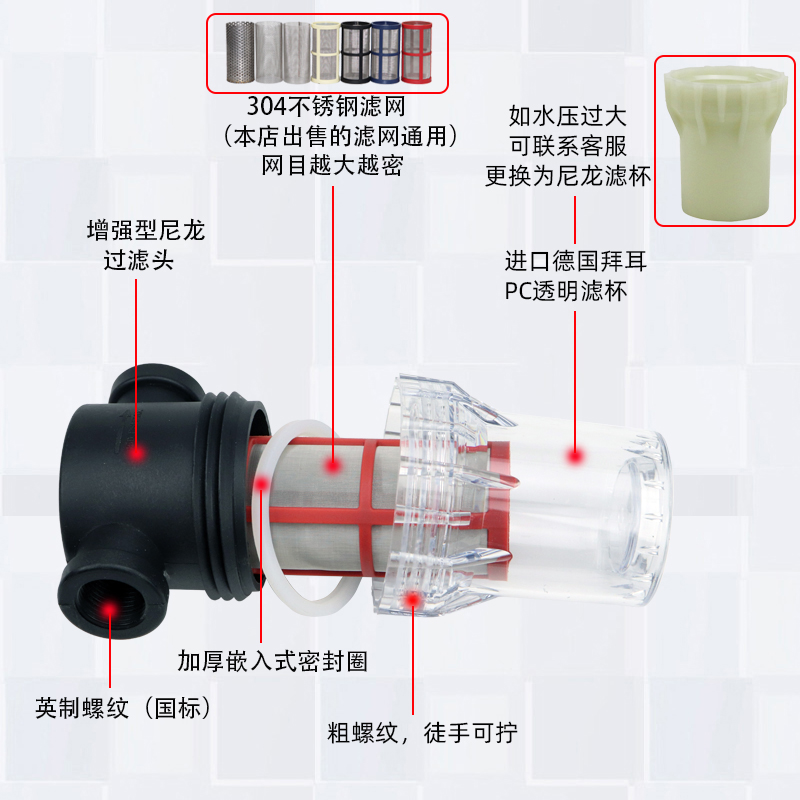 自来水管道4分前置过滤器水管地暖滤网毛发收集器石英砂园林养殖