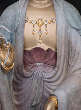 黄铜掐丝珐琅一叶观音菩萨家用供奉观音佛像南海观世音菩萨站像