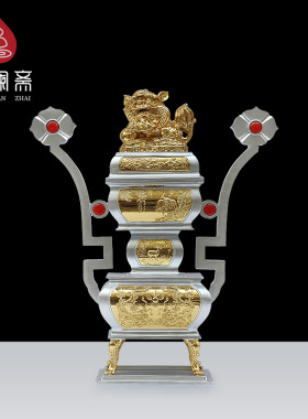 骏澜斋大殿五供锡器铜摆件香炉