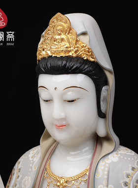 骏澜斋观世音菩萨彩石大全汉白玉