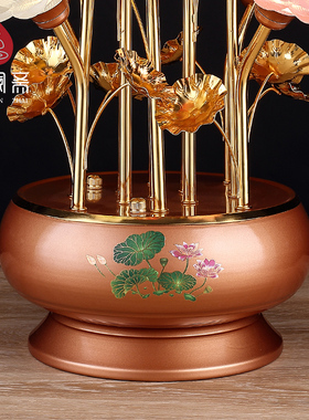 七彩盆景莲花灯佛前摆件水琉璃