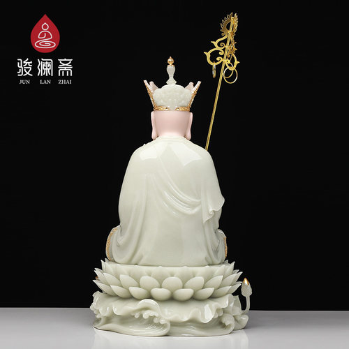 骏澜斋汉白玉色《地藏王菩萨》佛像大全翠玉镶 家居装饰 摆件 - 图2
