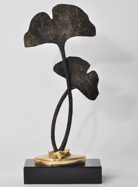 铜银杏叶创意摆件现代轻奢客厅电视柜茶几玄关酒柜北欧式装饰品