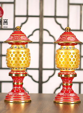 佛具用品大全供具供佛家用花瓶仙堂供具佛灯供水杯花瓶供珐琅彩色