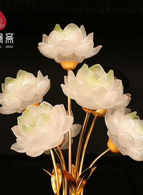 莲花供灯佛前水琉璃家用led插电花瓶供佛灯佛堂菩萨供奉珐琅彩色