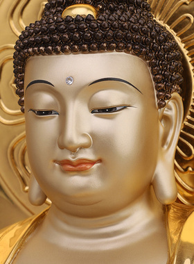 骏澜斋 铜金彩《西方三圣》释迦牟尼 家居饰品 艺术品 佛像摆件