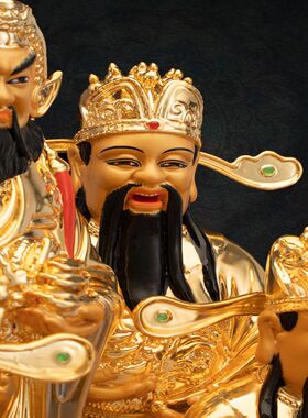 黄铜五路财神爷摆件工艺品家用文财神武财神赵公明神像桌面摆件