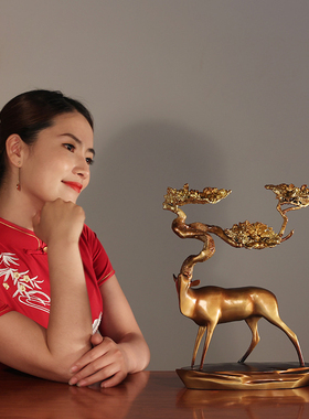 家居饰品金松福鹿铜艺礼品