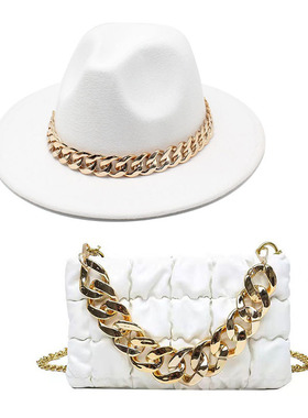Style Topper Golden Acrylic Chain Jazz Hat Crossbody Men's B