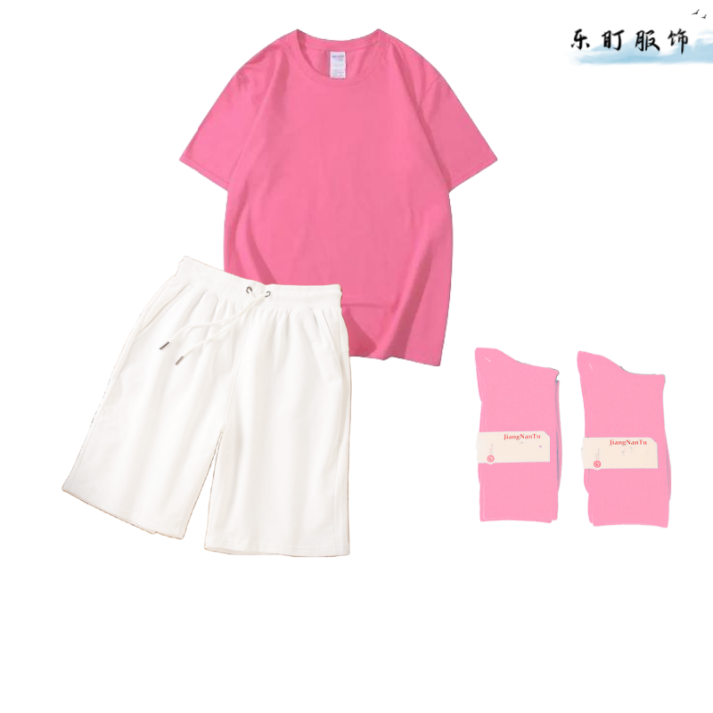 彩色t恤中裤套装团体班服活动运动会演出服糖果色闺蜜装姐妹套装 - 图2