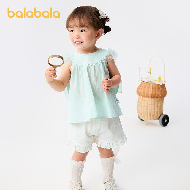 ຊຸດເດັກນ້ອຍ Balabala ເດັກນ້ອຍ sleeveless suit ເດັກຍິງ summer