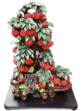 陶瓷石湾公仔荔枝摆件工艺品