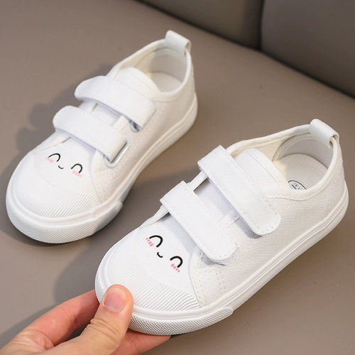 Летняя тонкая тканевая белая обувь, мягкие туфли для раннего возраста на липучке, мягкая подошва