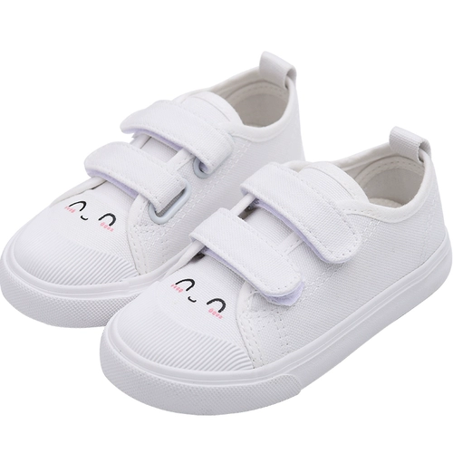 Летняя тонкая тканевая белая обувь, мягкие туфли для раннего возраста на липучке, мягкая подошва