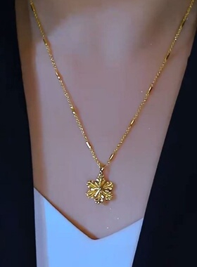 不掉色简约钛钢雪花项链网红设计