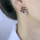 Diamond Purple Crystal Stud Earrings Sterling Silver Needle Exquisite Earrings