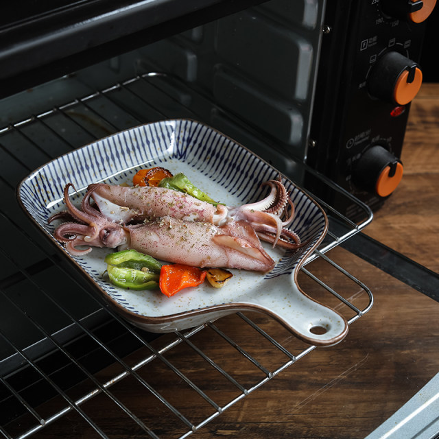 Japanese ceramic baking tray with handle oven special baking