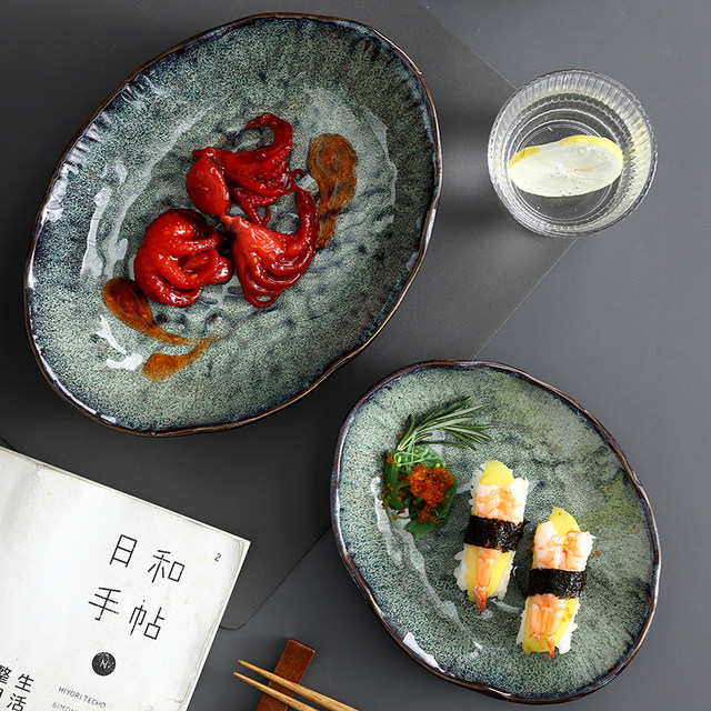 Japanese kiln variant ceramic dining plate