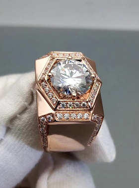 莫桑奢华霸气风男士戒指个性定制