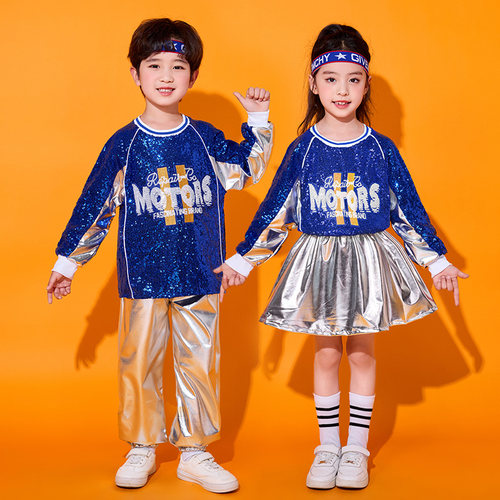 儿童啦啦队演出服小学生运动会服装爵士舞女童街舞潮服幼儿舞蹈服 - 图1