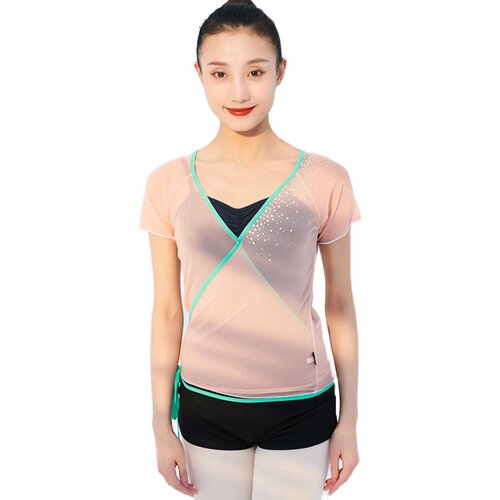古典舞身韵纱衣舞蹈服女现代舞艺考基训服绑带上衣短袖芭蕾练功服 - 图3