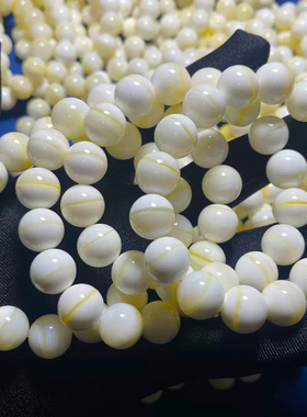 天然贝壳手串一线金丝贝壳手串玉化黄手串贝壳手链白贝壳佛珠文玩