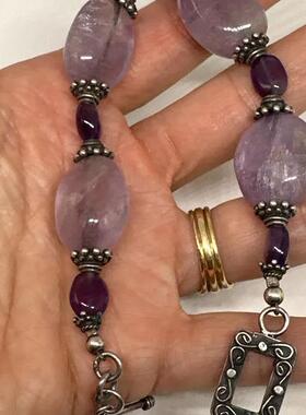 工匠手工制925银紫水晶珠子手链