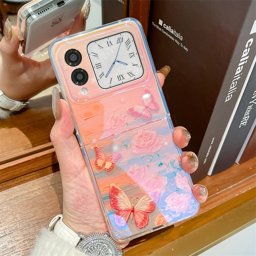 适用华为novaflips手机壳油画蝴蝶花朵新款Nova FlipS小折叠屏超薄外壳nova flip简约手提链女软胶防摔保护套 - 图1