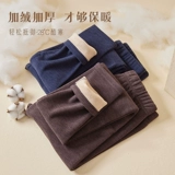 Удерживающие тепло флисовые зимние штаны, бархатное термобелье, бархатные шерстяные леггинсы, увеличенная толщина, большой размер