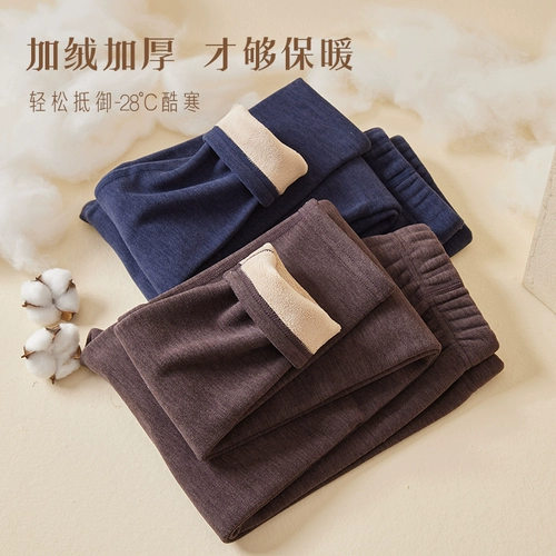 Удерживающие тепло флисовые зимние штаны, бархатное термобелье, бархатные шерстяные леггинсы, увеличенная толщина, большой размер